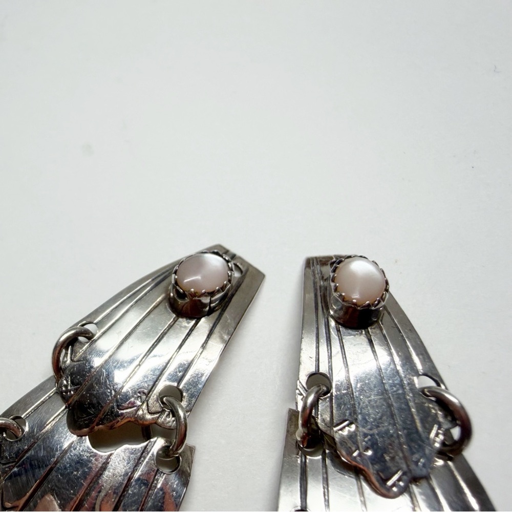 Vintage Hand Crafted Silver Earring Jackets Western Native - Picture 3 of 8